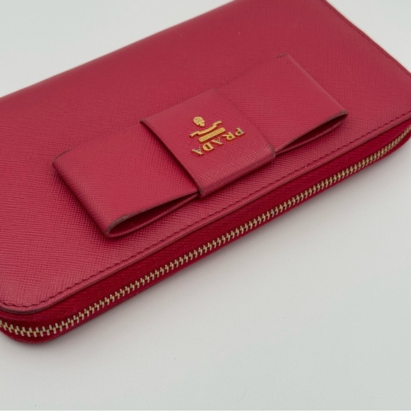 (SOLD) Prada Saffiano Leather Pink Bow Tie Wallet - Picture 10 of 16